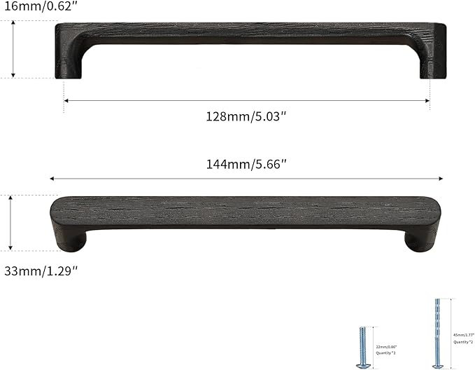 Black Round 5 in 6 pcs Wooden Drawer Pulls Handle pulls for cabinets Kitchen Cabinet Drawer pulls Cabinet Door Pull