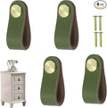 Leather Drawer Pulls and Knobs Soft Cabinet Handles Modern Cabinets Door Knob for Furniture Cupboards Wardrobe Dresser Decorative Handle with Screw 4 Pcs (Fruit Green)