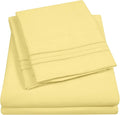 Sweet Home Collection Twin Size Sheet Set with Built-in Sheet Straps - Deep Pocket Fitted Sheet, Flat Sheet & Pillowcases - Soft, Wrinkle-Free, Secure Fit - Pale Yellow