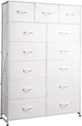 WLIVE Storage Organizer Unit with 13 Fabric Bins, Storage Drawers Organizer with Steel Frame, Tall Storage Tower Organizaton for Living Room, Hallway, Office, White