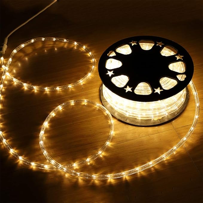 100ft LED Rope Lights, 720Led Warm White Rope Lights for Outside, Connectable Rope Light, Indoor Outdoor Rope Lights Waterproof for Party, Wedding, Background, Trees, Pool, Eaves Decorations