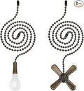 Ceiling Fan Pull Chain,24Inch Extra Long with Decorative Frosted Glass Bulb and Fan Cord,Fit All Standard 3mm Diameter Ceiling Fans(Dark Antique)