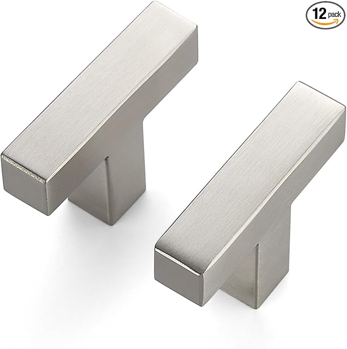 JOY DECOR 12 Pack Cabinet Knobs, Brushed Nickel Cabinet Handles, 2 Inch Kitchen Knobs, Single Hole Drawer Hardware for Dresser Drawers