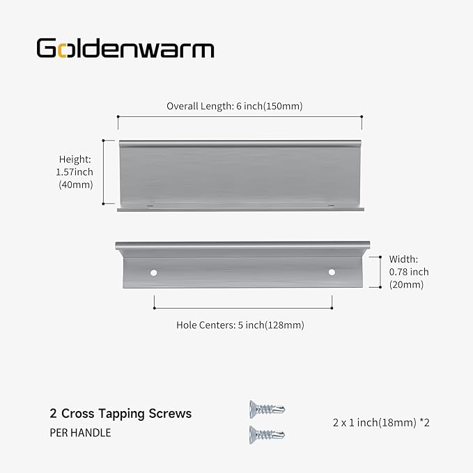 goldenwarm 15 Pack Brushed Nickel Finger Edge Pulls Drawer Finger Pulls Kitchen Hardware Handles Bedroom Dresser Drawers, 5in Hole Centers