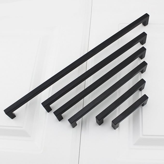Goldenwarm 1 Pack Black Square Bar Cabinet Pull Drawer Handle Stainless Steel Modern Hardware for Kitchen and Bathroom Cabinets Cupboard,Center to Center 6-1/4in(160mm)