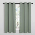 NICETOWN Greyish Green Nursery Essential Thermal Insulated Solid Grommet Top Blackout Short Curtains/Drapes for Son's Room (1 Pair, 42 x 63 inches)
