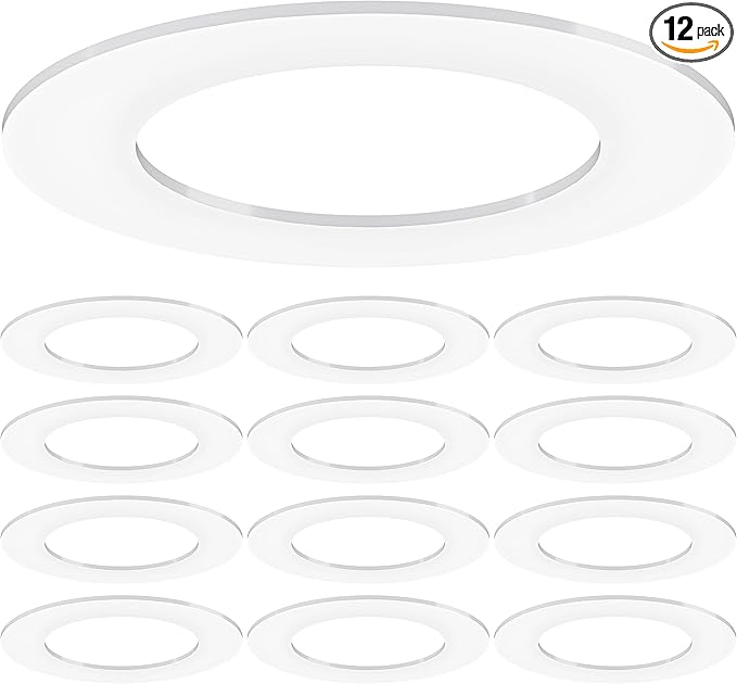 Sunco 12 Pack Goof Rings for 4 Inch Recessed Lights White Can Light Goof Trim Ring, Outer Diameter 6.7-inch, Inner Diameter 4.25-inch, Durable Plastic Design, Matte Finish, Flush Mount