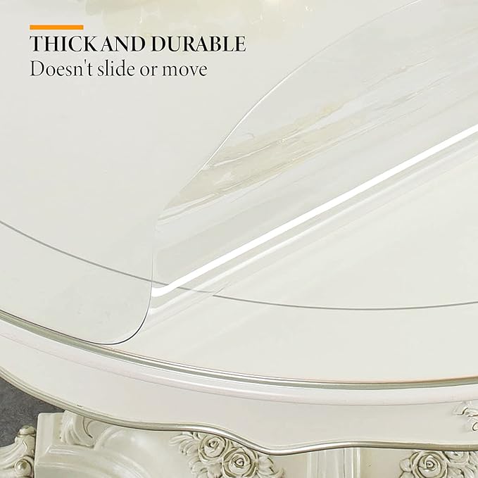 Deep Dream 1.5mm Thick 46 Inches Clear Round Table Protector, Round Table Cover, Tablecloth Protector, Table Protector for Dining Room Table & Office