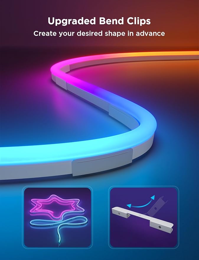 Govee RGBIC Neon Lights, LED Smart Neon Rope Light 2 Works with Matter, Alexa, Google Assistant, Custom DIY Neon Strip Lights for Bedroom and Wall Decor, Softer Material, 9.8ft, White