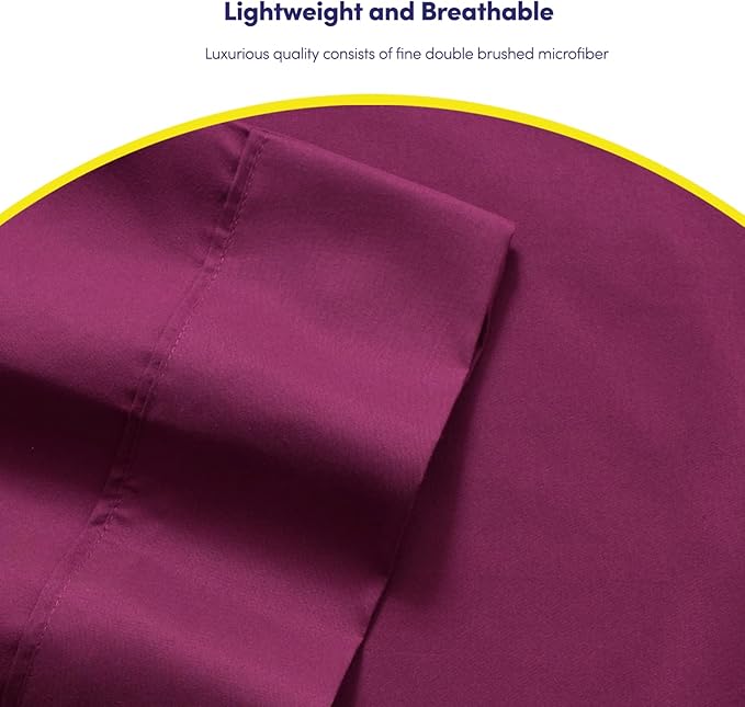 Twin XL Size Bed Sheets - 4 Piece 1500 Supreme Collection Fine Brushed Microfiber Deep Pocket Twin X-Large Sheet Set Bedding - 1 EXTRA PILLOW CASES, GREAT VALUE, Twin XL, Berry