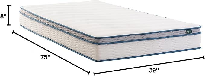 ZINUS 8 Inch Spring Sensation Hybrid Mattress [New Version], Medium Firm Feel, Fiberglass Free, Youth and Guest Bedroom, Mattress in A Box, Twin