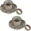 NIKKY HOME Mini Taper Candle Holders Set of 2, Rustic Metal Candlestick for Table Centerpieces, Wedding Decor and Dinner Party, Grey