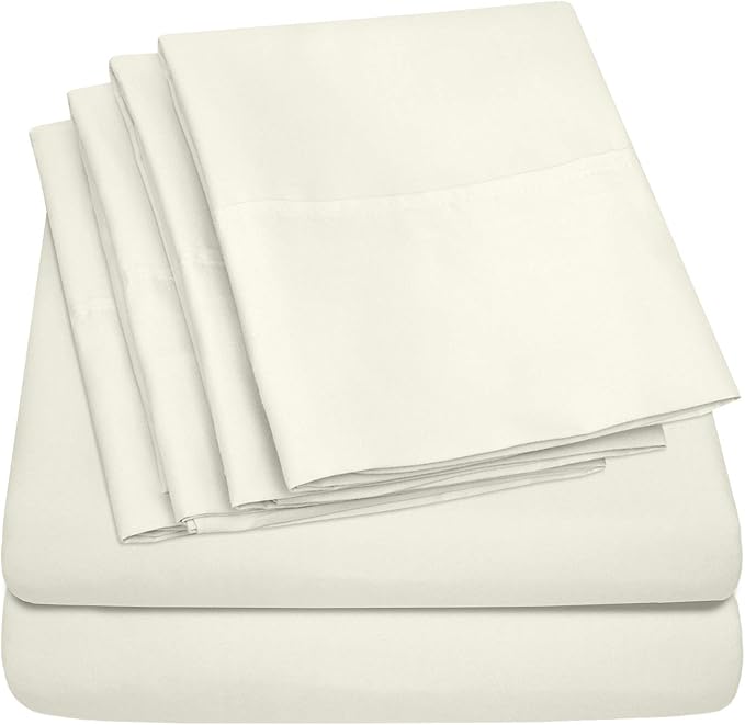Twin XL Size Bed Sheets - 4 Piece 1500 Supreme Collection Fine Brushed Microfiber Deep Pocket Twin X-Large Sheet Set Bedding - 1 EXTRA PILLOW CASES, GREAT VALUE, Twin XL, ivory