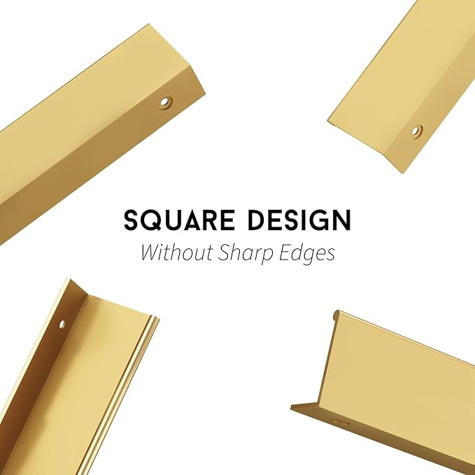 goldenwarm 50 Pack Gold Finger Edge Pulls Drawer Finger Pulls Champagne Gold Kitchen Hardware Handles Bedroom Dresser Drawers,5in Hole Center