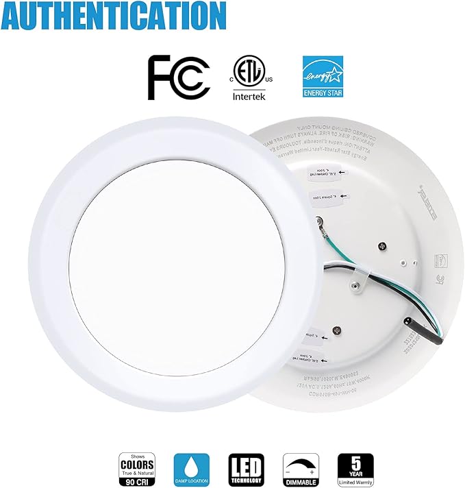 ECOELER 6in Dimmable LED Disk Light, Flush Mount Recessed Retrofit Ceiling Lights, 16.5W, 1000lm, 3000K Warm White, Installs into JBox or Recessed Can, ETL Listed