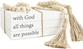 Decorative Books for Home Decor, White Faux Books for Decoration, Rustic Farmhouse Stacked Display Books (with God All Things are Possible)