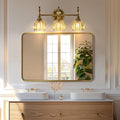 ANDY STAR Brushed Gold Mirror 40''X30'', Gold Bathroom Mirror Rounded Rectangle in SUS304 Anti-Rust Tube Metal Frame, Wall Mounted Horizontal/Vertical 1’’ Deep