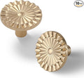 Champagne Bronze Cabinet Knobs 10 Pack Round Sunflower Dresser Drawer Hardware Furniture Cupboard Handles for Bathroom Single Hole Knob Kitchen SH-CB-K10