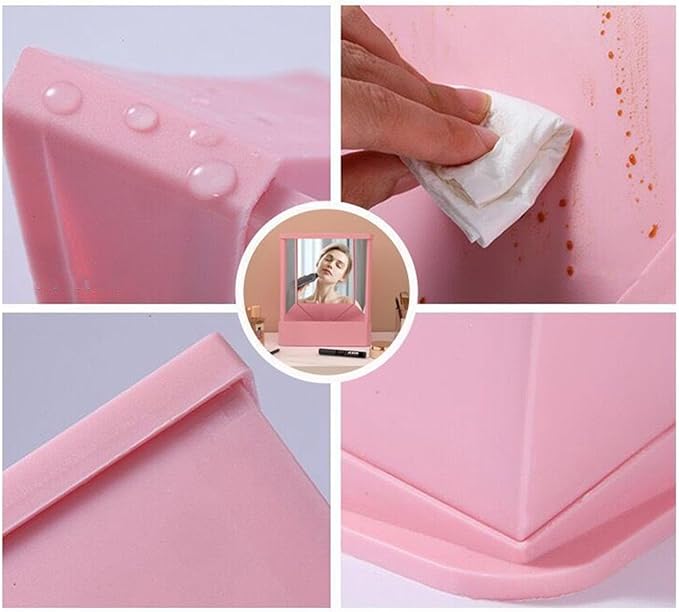 Non-Reversing Mirror, Professional Mirror Precision True Vanity Makeup Mirrors Non-Magnifying Tabletop Mirrors for Accurate Reflections Pink S