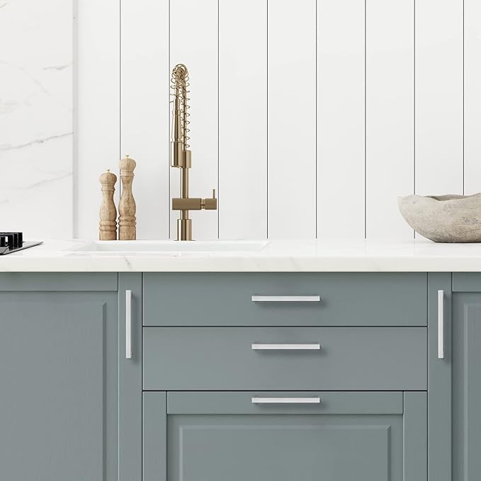 Ravinte 10 Pack Brushed Nickel Kitchen Cabinet Handles 6-1/4 Inch Cabinet Pulls Square Kitchen Hardware for Cabinet Drawer Pulls Drawer Handles Come with Screwdriver