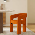 Modern Barrel Dining Chair, Velvet Upholstered Accent Side Chair with Arms Comfy Makeup Vanity Chair, Dining Living Room Kitchen Chair, Orange