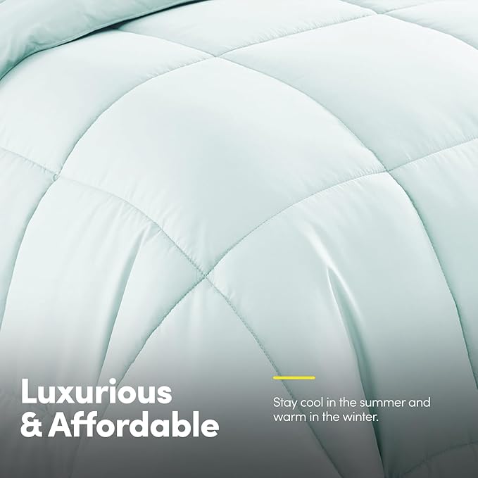 King Size Comforter Set with Sheets - 7-Piece Bedding Collection - 1 Comforter, 1 Fitted Sheet, 1 Flat, 4 Pillowcases - Deep Pocket - Soft & Breathable Premium Quality - Ideal for All Seasons, Aqua