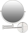 OVENTE 9" Wall Mounted Makeup Mirror with 1X/7X Magnification, Double Sided Magnifying Round Bathroom Vanity Mirror, 360° Swivel Design, Extendable and Folding Arm, Polished Chrome MNLFW90CH1X7X