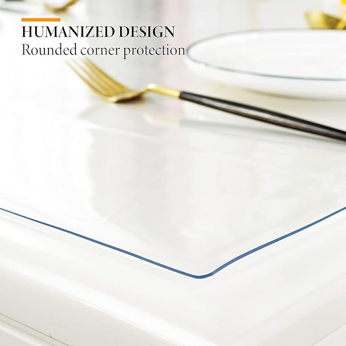 Deep Dream 1.5mm Clear Desk Cover Protector, 46×110 Inch Clear Desk Cover, Clear Desk Mat, Table Cover Tablecloth Protector Rectangle, Table Protector for Dining Room Table