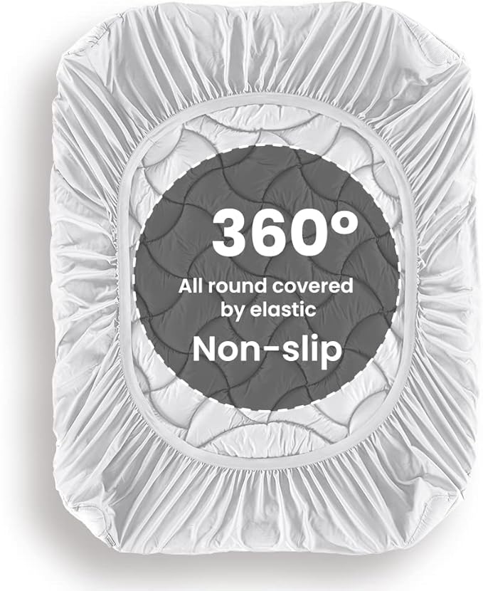 SLEEP ZONE Full Size Cooling Mattress Pad for Double Bed, Premium Zoned Quilted Mattress Topper, Wrap Around Mattress Protector Cover, Machine Wash Durable, Deep Pocket 8-21 inch, Silver Grey, Full