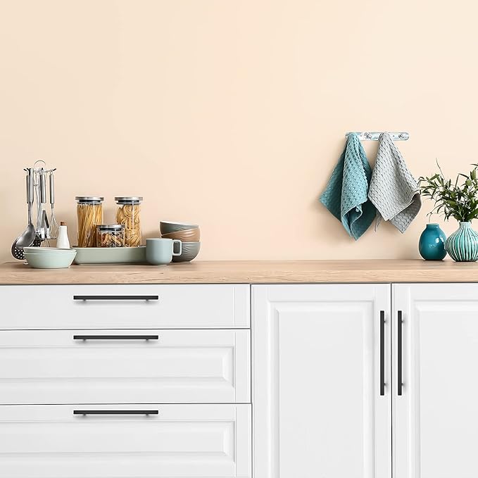 Ravinte Black Cabinet Handles 20 Pack 8 inch Matte Black Square Cabinet Pulls Kitchen Hardware 11 inch Overall Length Kitchen Drawer Pulls