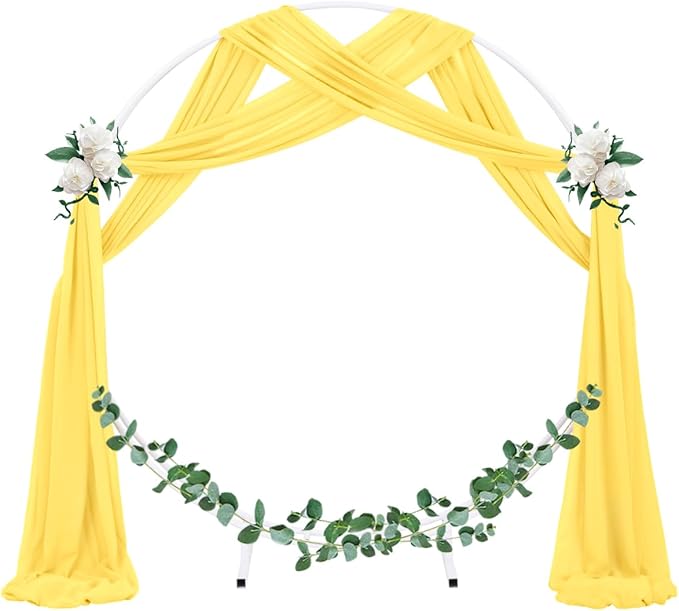 Socomi Wedding Arch Draping Fabric 2 Panels 29" x 19Ft Sheer Chiffon Curtain Drapes 6 Yards for Wedding Ceremony Birthday Party Decoration Yellow Gold