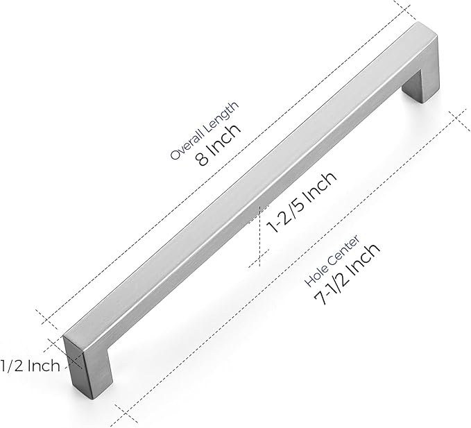 Ravinte 20 Pack Stainless Steel Kitchen Cabinet Handles Brushed Nickel Cabinet Pulls Kitchen Drawer Handles Sleek Dresser Drawer Pulls with 7-1/2 inch Hole Center Satin Nickel Cabinet Hardware