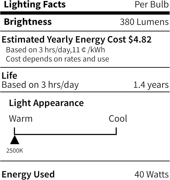 20-Pack E12 Candle Light Bulbs 40W Warm White 2500K, 380 Lumen Dimmable Chandelier Light Bulbs for Ceiling Fan, Pendants or Outdoor, CA10 Clear Candelabra Base Bulbs