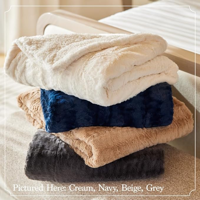 The Connecticut Home Co Bedding Blanket, Twin 80x60, Soft Fluffy Room Decor, Cozy Warm Throws for Bed, Gifts for Women, Bedroom Cute Aesthetic Blankets Faux Fur and Sherpa Dusty Rose