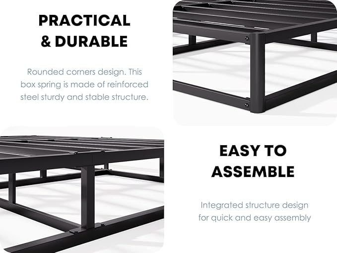 Queen Box Spring 5 Inch Low Profile Heavy Duty Metal Frame Mattress Foundation for Queen Size Bed, Quiet Noise-Free,Easy Assembly, 3000lbs Capacity