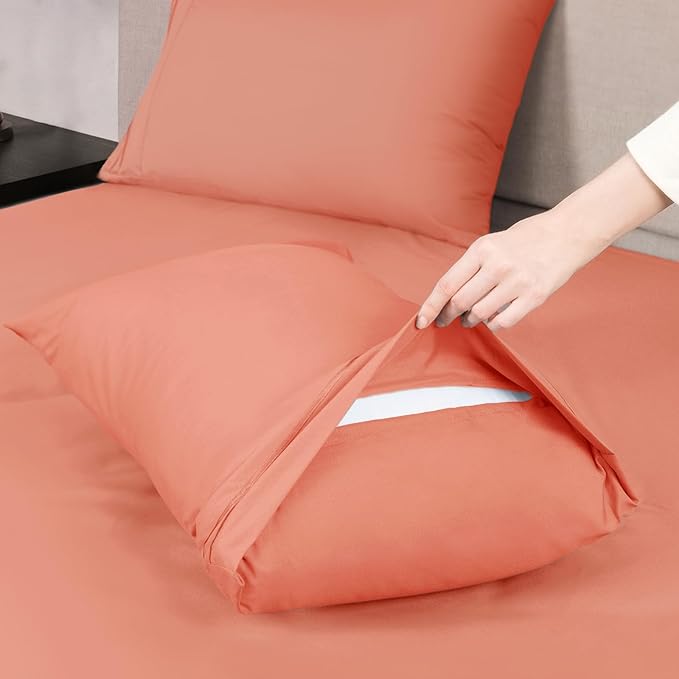 Mejoroom Twin XL Sheet Set - Hotel Luxury Microfiber Sheet & Pillowcase Sets Fits College Dorm Room Mattress - Soft, Breathable, Wrinkle & Fade Resistant - 3 Piece (Coral)