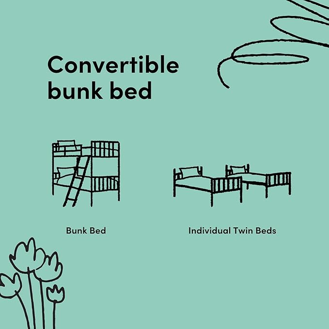Storkcraft Long Horn Twin-Over-Twin Bunk Bed (Natural) - GREENGUARD Gold Certified, Converts to 2 Individual Twin beds