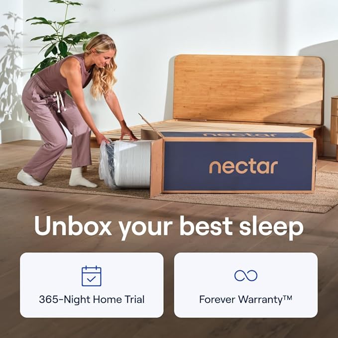 Nectar Ultra 15“ Cal King Mattress - Medium Firm - Cooling Fibers & Temperature Regulating Material - 4” Pressure Relief Layer - Zoned Ergonomic Support Layer - 365-Night Mattress Trial