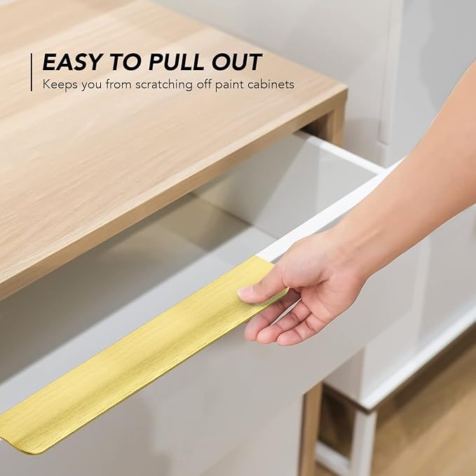 Ravinte Hardware 8 Pack Gold Cabinet Handles, 11.8 Inch (300mm) Finger Edge Pulls, 8.8 Inch Hole Center, Finger Pulls for Cabinets