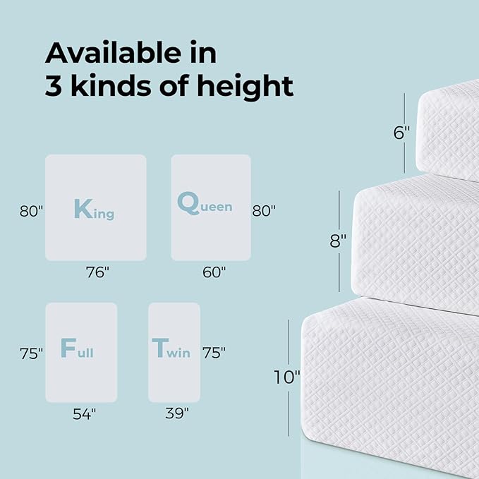 Rolanstar 6 Inch Queen Mattress Gel Memory for Cool Sleep & Pressure Relief, Medium Firm Feel, CertiPUR-US Certified, Mattress in a Box, White