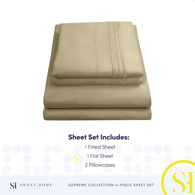 Full Size Sheet Sets - Breathable Luxury Sheets with Full Elastic & Secure Corner Straps Built In - 1800 Supreme Collection Extra Soft Deep Pocket Bedding Set, Sheet Set, Full, Sage