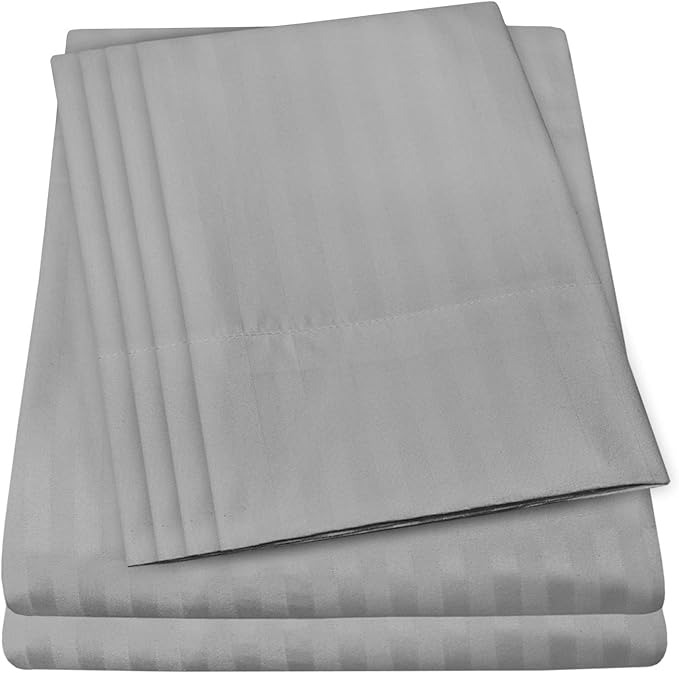 Cal King Size Bed Sheets - 6 Piece 1500 Supreme Collection Fine Brushed Microfiber Deep Pocket California King Sheet Set Bedding - 2 Extra Pillow Cases, Great Value, California King, Dobby Silver