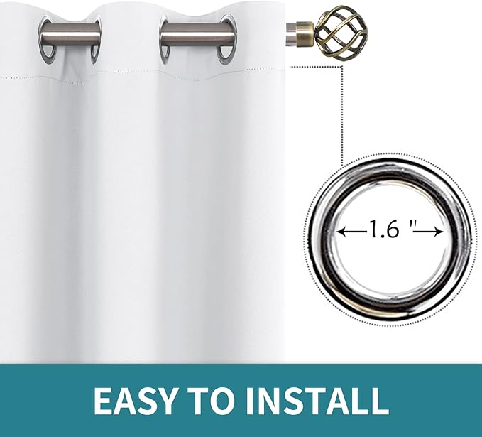 BGment Room Darkening Curtains 54 Inches Long - Grommet Thermal Insulated Drapes Window Treatment Curtains for Bedroom, 2 Panels, 38 x 54 Inch, Pure White