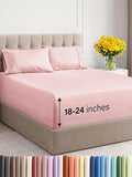 Extra Deep Twin Sheet Set - 4 Piece Breathable & Cooling Sheets - Hotel Luxury Bed Sheets Set - Easy & Secure Fit - Soft, Wrinkle Free & Comfy Sheets Set - Baby Pink Sheet Set with Extra Deep Pockets