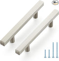 JOY DECOR 30 Pack 3-1/2 Inch Brushed Nickel Square Cabinet Handles Stainless Steel Cabinet Hardware Pulls for Kitchen and Drawers with 6 Inch Overall Length