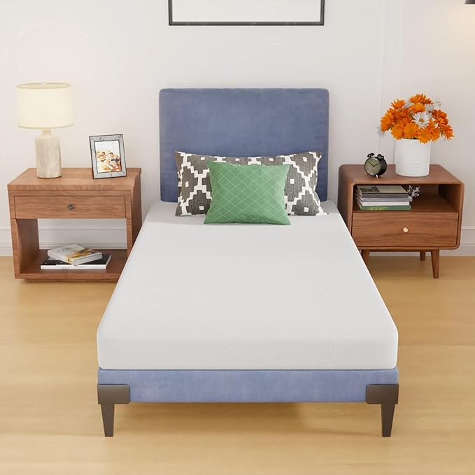 PayLessHere 5 Inch Gel Memory Foam Mattress Medium Firm Mattresses CertiPUR-US Certified Bed-in-a-Box Pressure Relieving Twin Size,Fiberglass Free，White