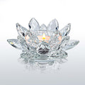 Crystal Lotus Flower Tealight Candle Holders/Glass Tea Light Candlestick Decor Decoration for Christmas Home Wedding Party… (Clean 1pc)