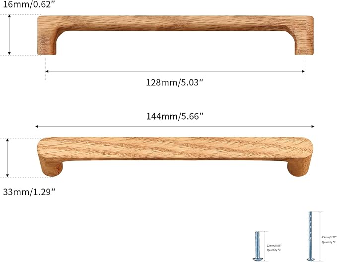 Burlywood Round 5 in 2 pcs Wooden Drawer Pulls Handle pulls for cabinets Kitchen Cabinet Drawer pulls Cabinet Door Pull