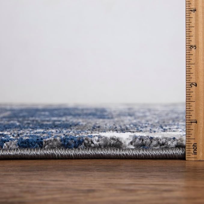 Keen Home Design Area Runner Rugs - 2x12 Non-Shedding, Abstract Runner for Kitchen, Living Room, Bedroom, Dining Room, Entryway - Size: 2'8" x 11'11", Navy/Grey/White