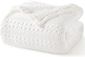 PHF 100% Cotton Waffle Weave Blanket King Size for Bed, Soft Lightweight & Breathable, All-Season Comfort, Luxury Aesthetic Woven Bedding for Home Decor, 108"x90", White